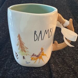 NWT Rae Dunn Bambi Mug with Antler Handle - White and Tan